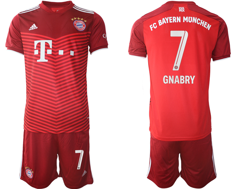 Men 2021-2022 Club Bayern Munich home red #7 Soccer Jersey
